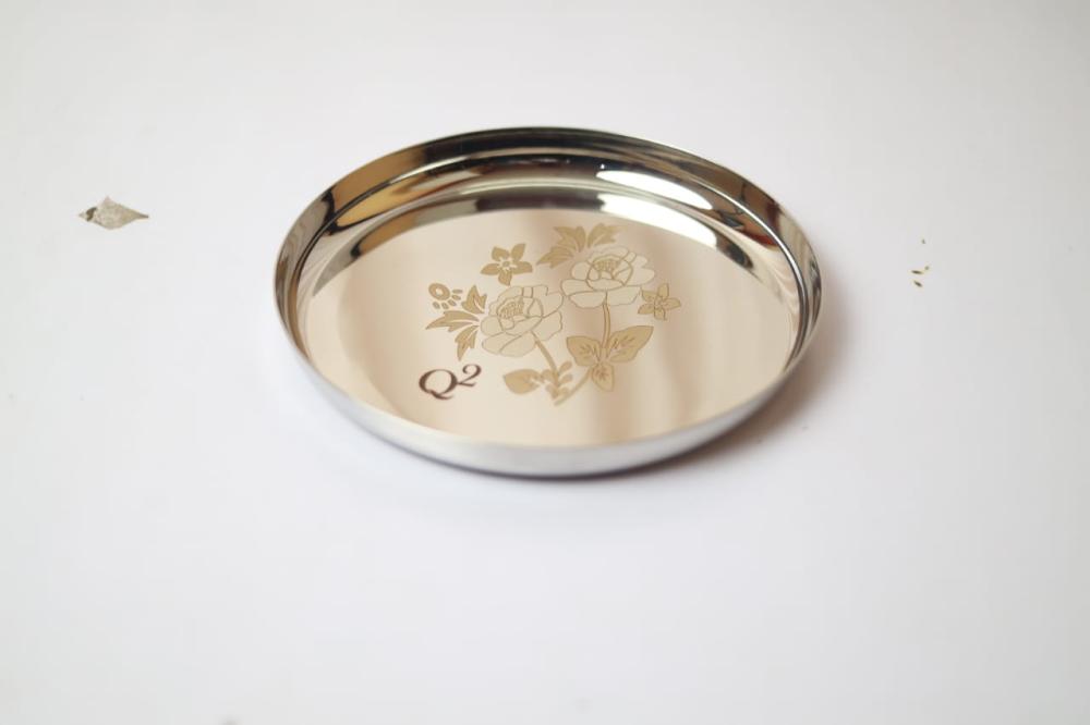 Stainless Steel Floral Laser Printed Serving Plate
